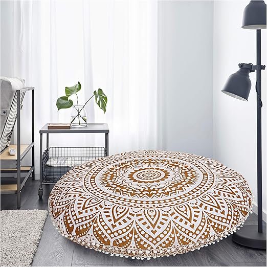 Amazon Com Gokul Handloom Home Decor Mandala Floor Pillows Round