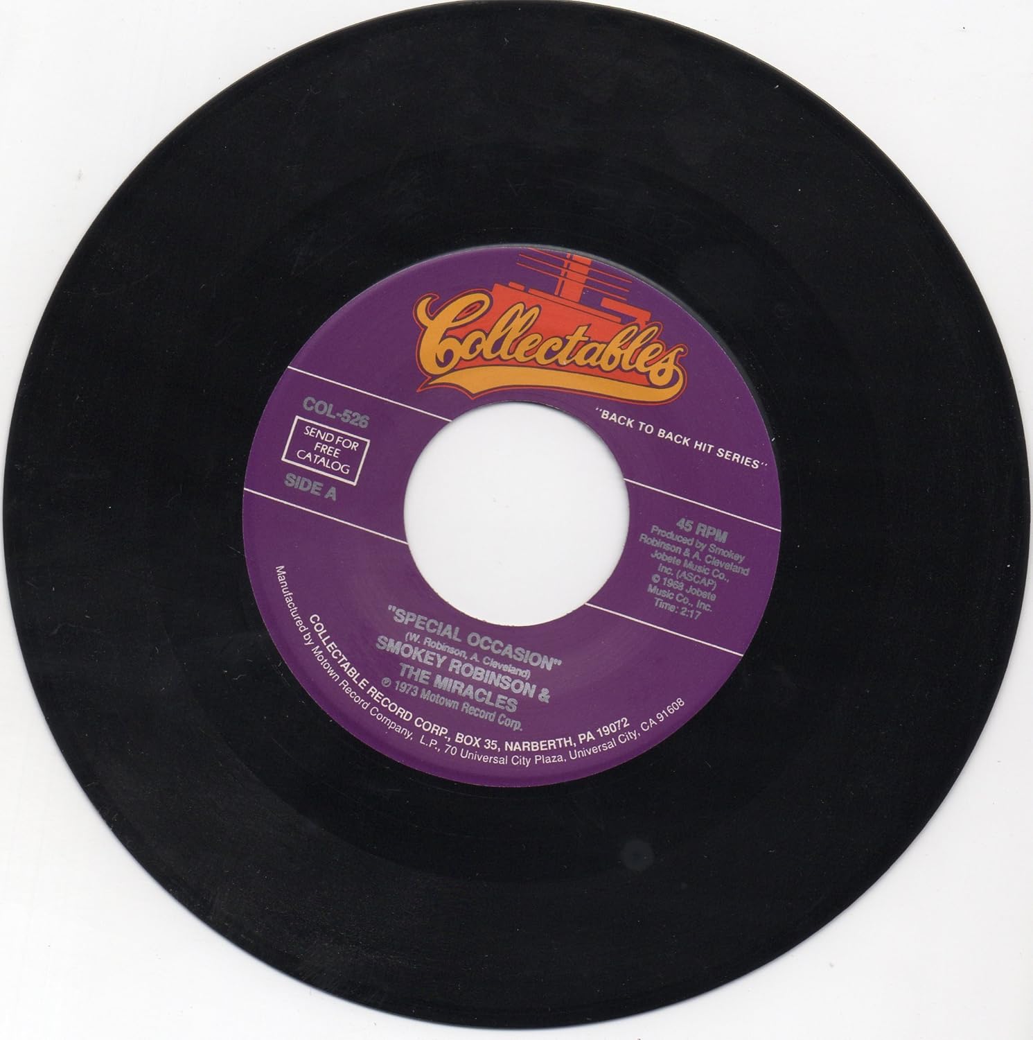 Smokey Robinson & the Miracles Special Occasion=b/w= Yester Love=7"45