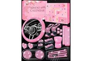 MINUTRY Pink Car Accessories Advent Calendar 2025 for Women - 24 Days of Pink Gift Set, Christmas Countdown Calendar with Sparkly Interior Décor, Luxury Holiday Gifts for Wife, Girlfriend, Mom, Coworker