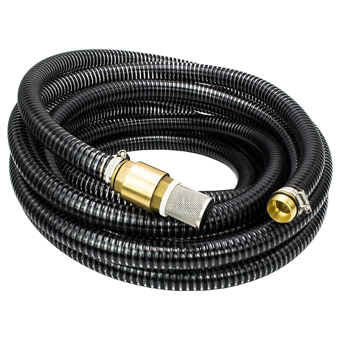 AWM 10m Saugschlauch 1 Zoll *Messing Ansauggarnitur, Rückschlagventil, Hauswasserwerk, schwarz