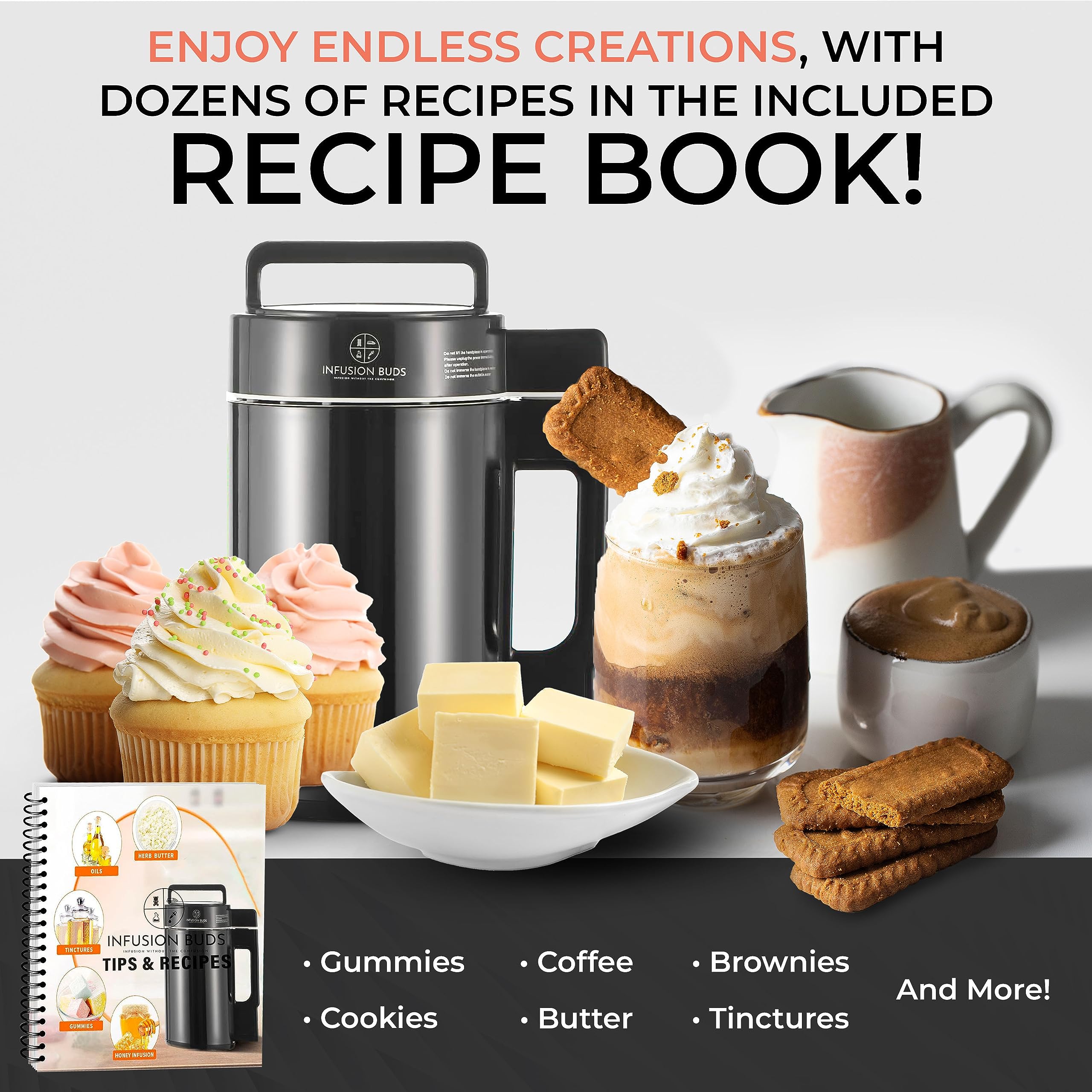Infusor de mantequilla de brotes de infusión - Máquina para hacer mantequilla a base de hierbas | Máquina infusora de aceite y mantequilla a base de hierbas. Incluye caja Descarb y toneladas de accesorios.