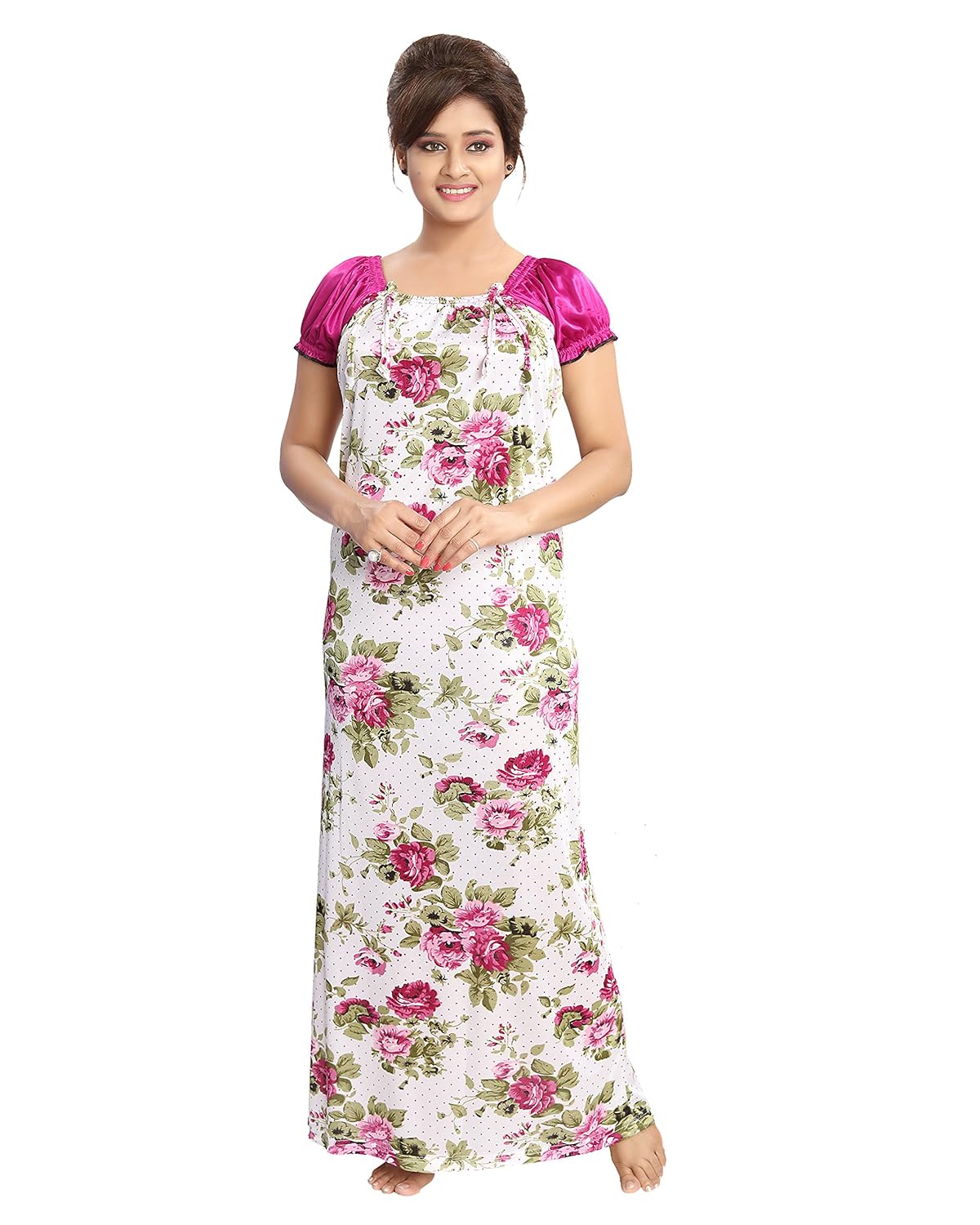 glam world women's satin night wear (dark pink, free size)