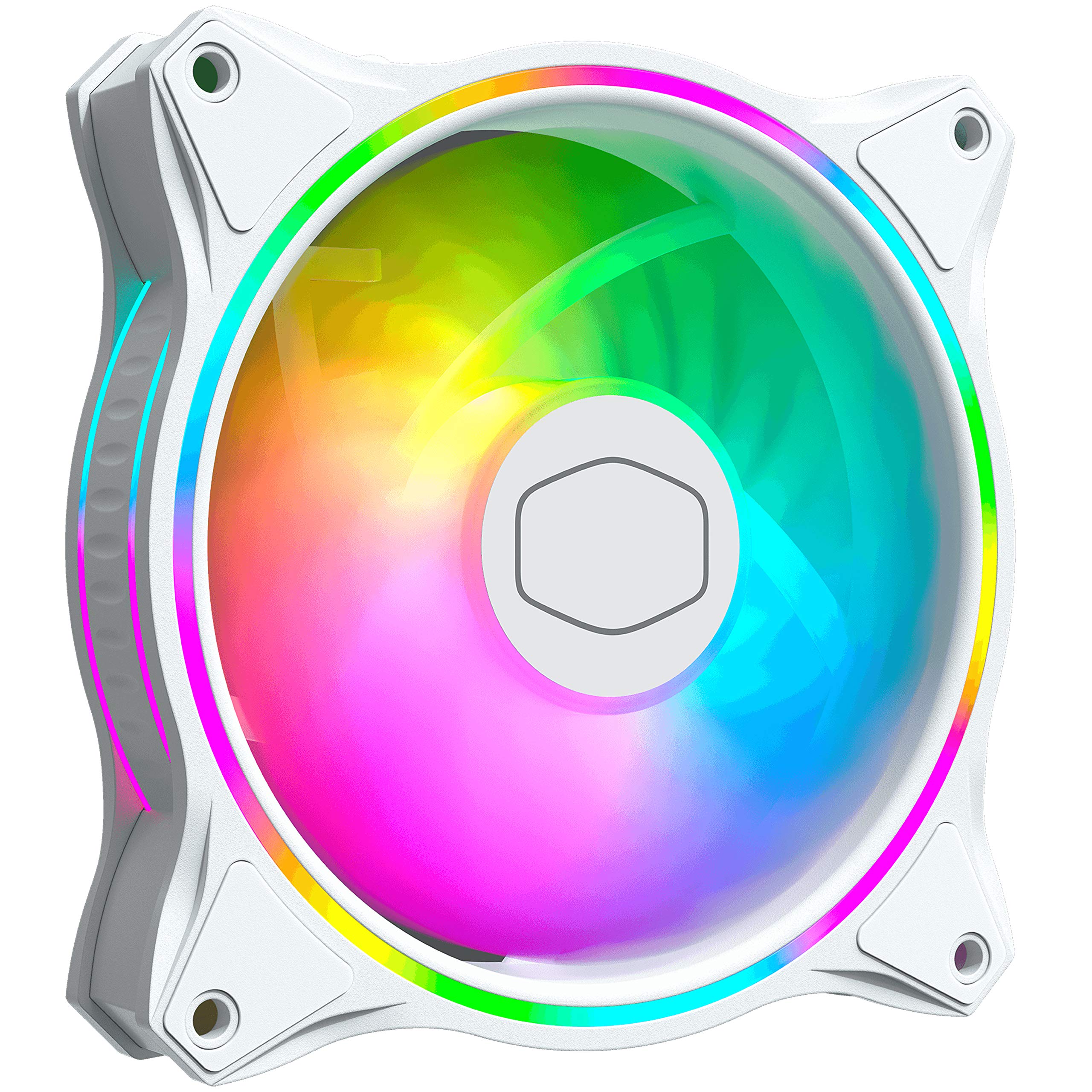 Cooler Master MasterFan MF120 Halo White Edition ARGB - Dual Ring Addressable RGB Lighting, Case & Cooling Hybrid Fan Blade Design with Jam Sensor Protection & Vibration Dampening Frame - 120mm White