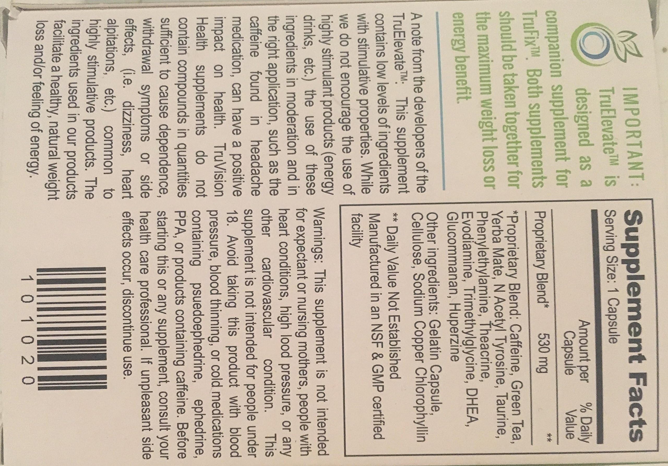 TruVision Health ~ TruElevate ~ 30 Capsules ~ Supports Optimal Weight & Energy