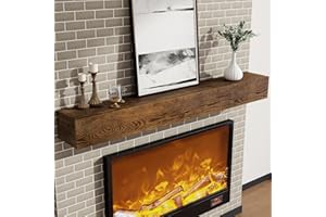 Marsmiles Fireplace Mantel Shelf 60 Inch, Floating Shelves with Solid Ash Veneer Over Engineered Wood, Wall Mounted Rustic Wooden Display Shelves, 60W x 6H x 8D, Dark Walnut