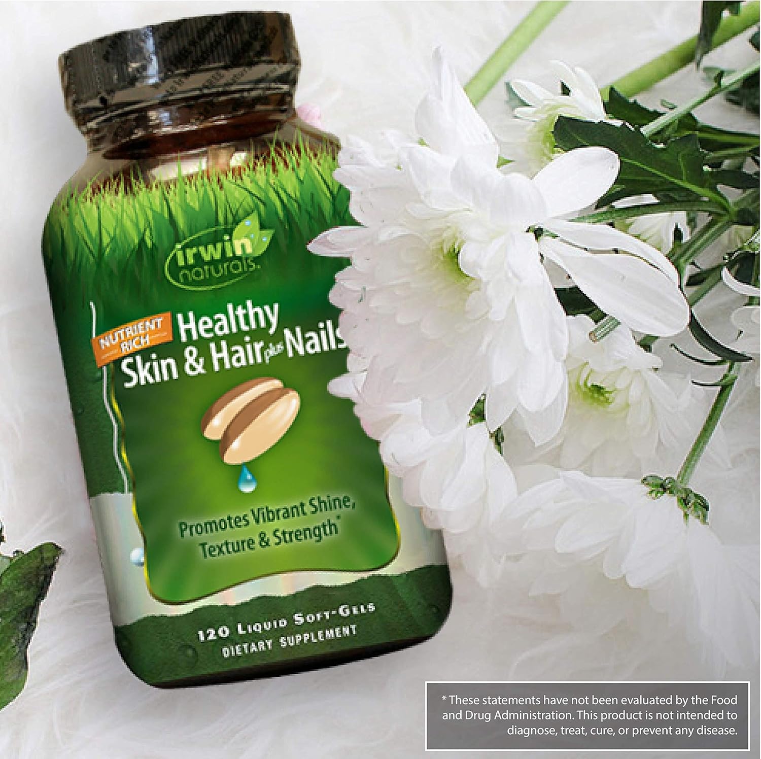 Irwin Naturals Nutrient Rich Healthy Skin & Hair Plus Nails - Promotes Vibrant Shine Texture & Strength - 120 Liquid Softgels: Health & Personal Care