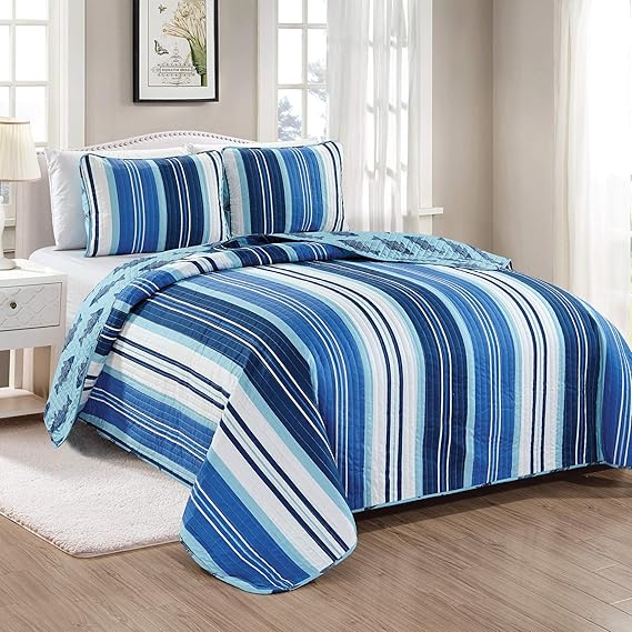 Great Bay Home Sudbury Coastal Collection 3 Piece Quilt Set