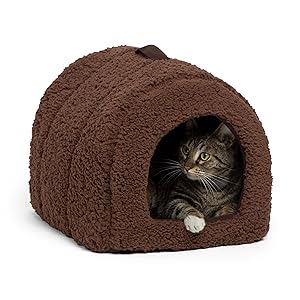 Best Friends by Sheri Pet Igloo Hut, Sherpa, Brown