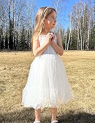 Arshiner Kids Girls Tulle Dress White Tutu Birthday