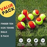 FINGER TEN Kids Tennis Balls Soft Low Compression 6 Pack Orange Red view 2