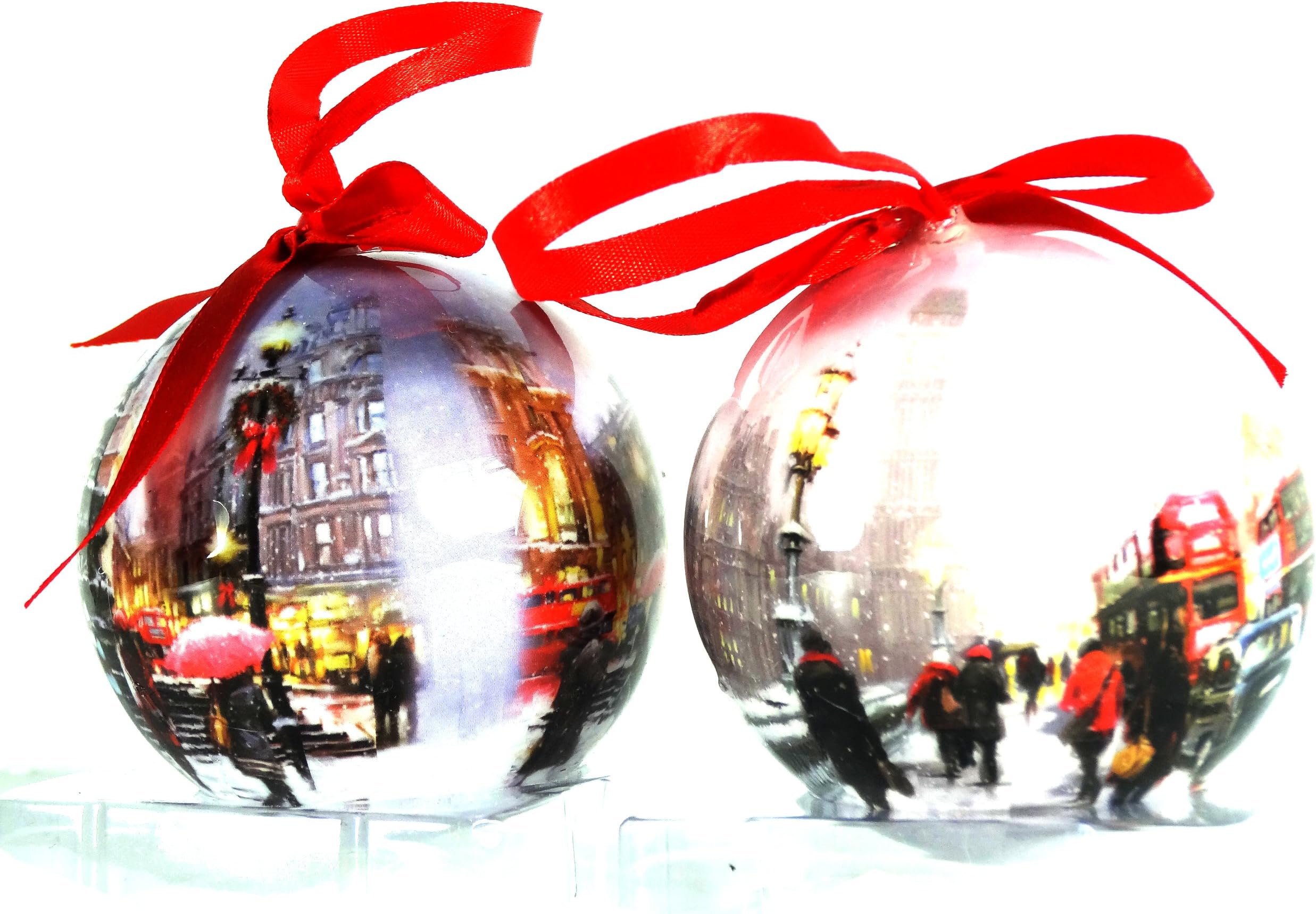 Christmas Tree Decoration - Big Ben and Piccadilly Circus Baubles (2 Qty)