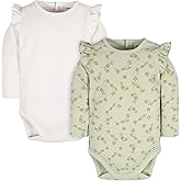 Gerber baby-girls 2-pack Long Ruffle Sleeve Onesies