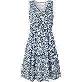 Ivicoer Women's Summer Beach Dresses V-Neck Floral Printed Tank Swing Dress Plus Size with Pocket(L-5XL)
