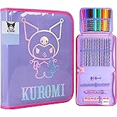 Hello Kitty Sanrio Pencil Case Kids Colored Pencils Markers Kawaii Kuromi Stationery Gifts for Kids (Purple Kuromi)