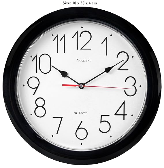 Stylish Black & White Classic Quartz Wall Clock Non Amazon.co.uk