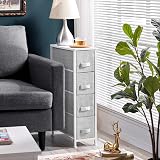 Yaheetech Vertical Slim Chest of Drawers 4 Fabric Drawers Light Grey view 2