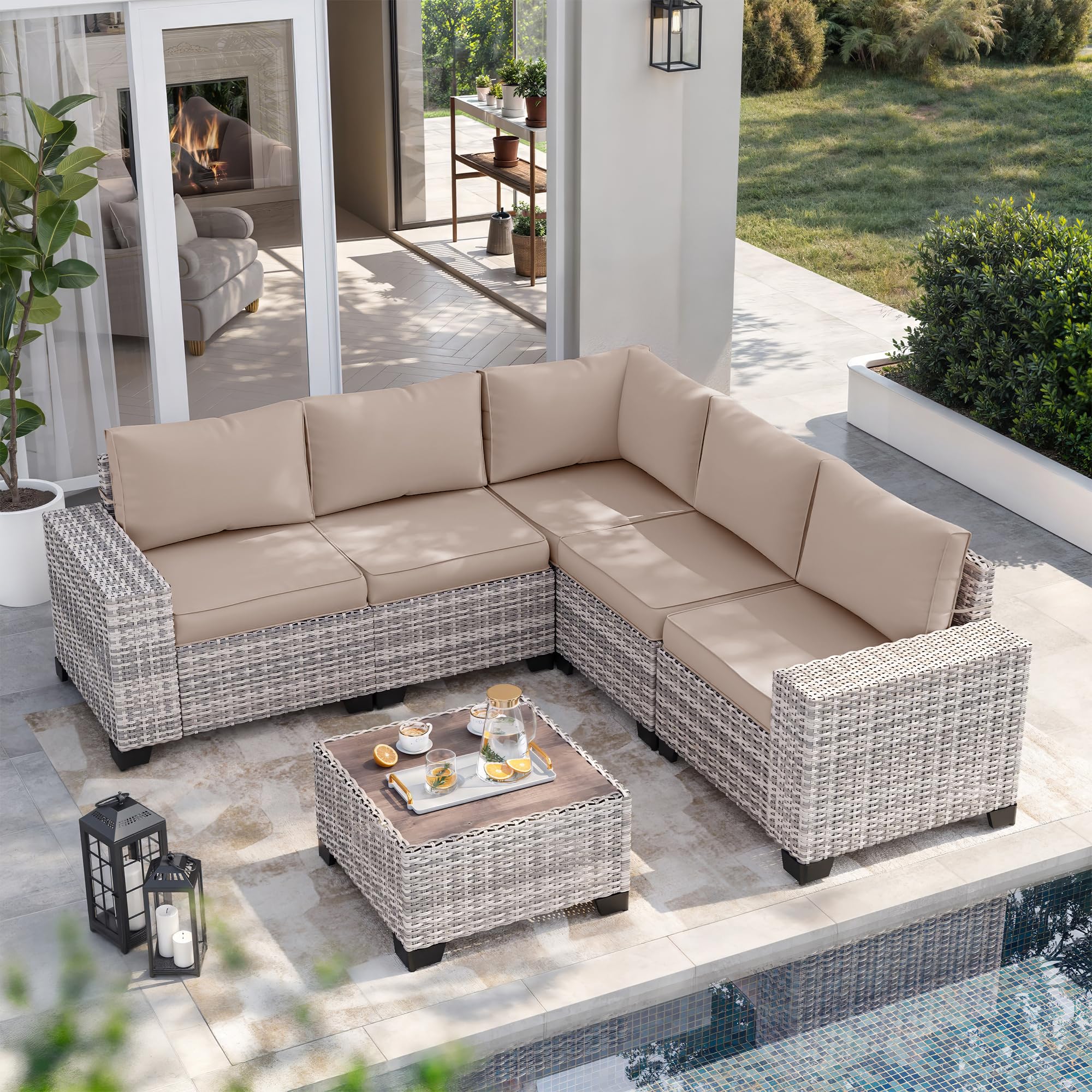 Muphyers 6-Piece Outdoor Patio Furniture Set Wicker