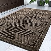 Yimobra Door Mats Outdoor 29.5x17, All-Season Waterproof Outdoor Mats for Front Door Entrance with Drainage Holes, Heavy Duty Non-Slip Doormat for Garage Patio Entryway Indoor, Brown