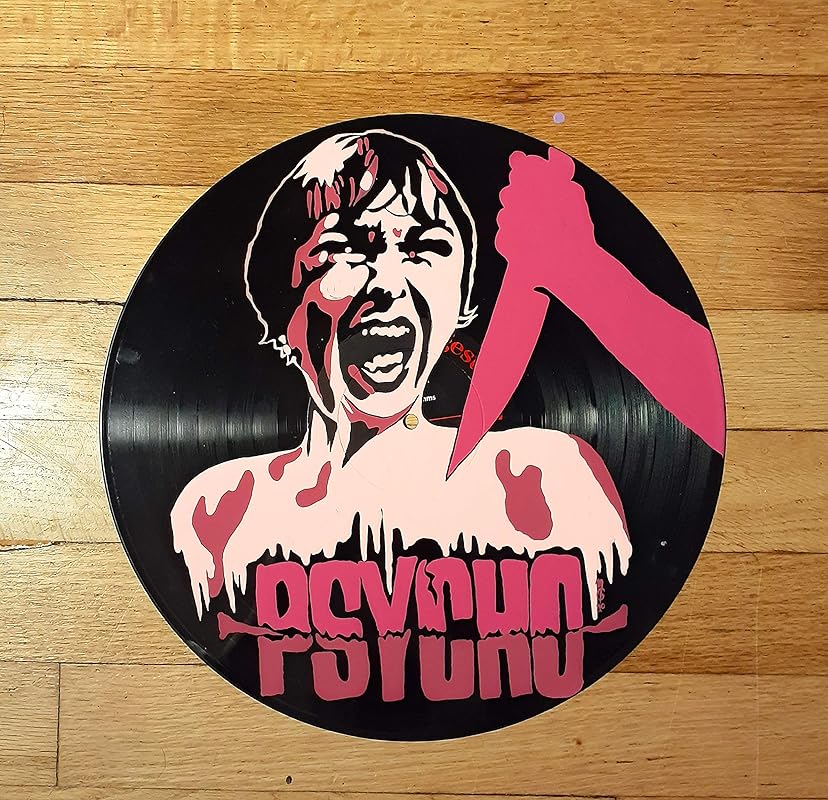 Hand painted psycho shower scene vinyl record wall art
