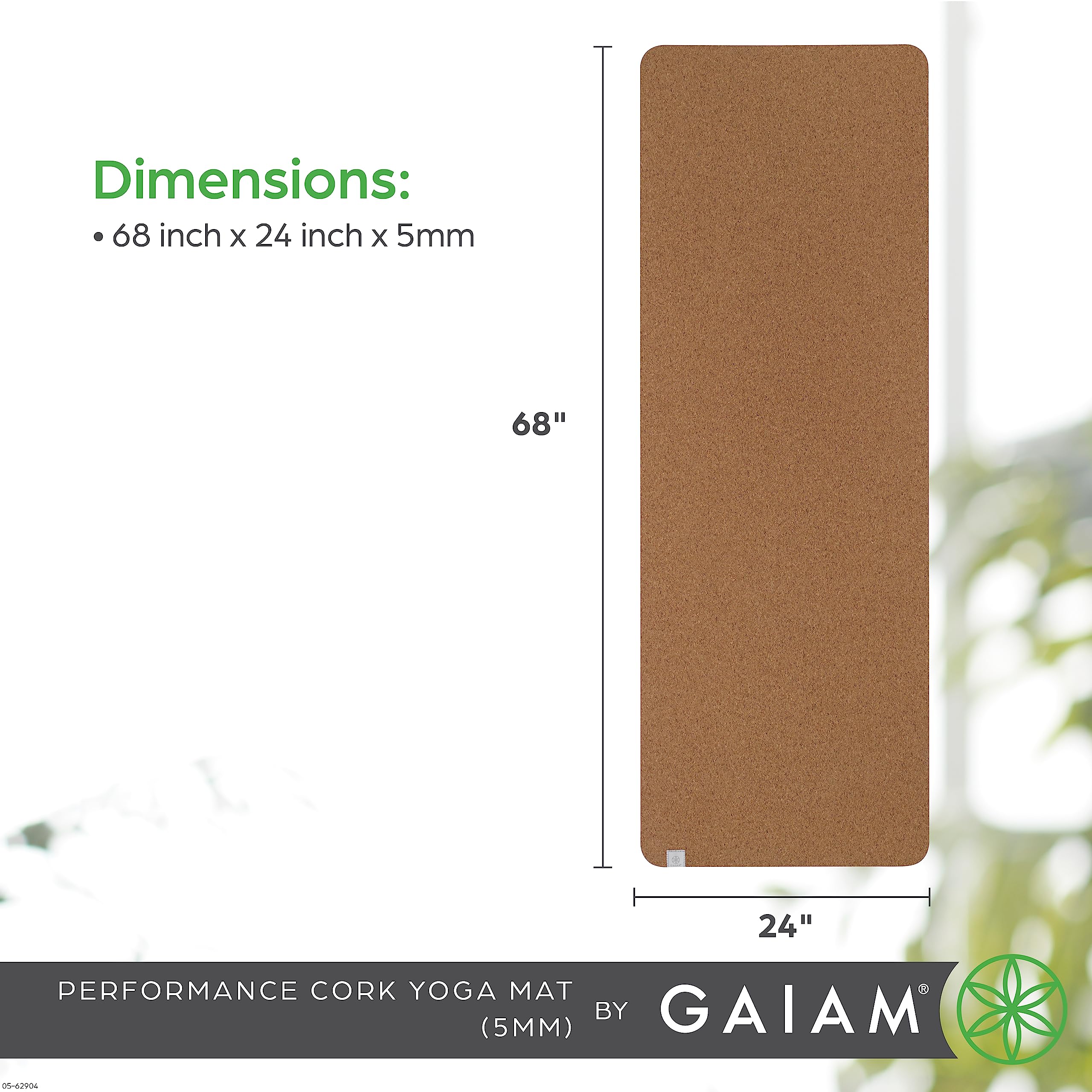 Gaiam Cork Yoga Exercise Mat | Natural Sustainable Cork Resists Sweat and Odors | Non-Slip TPE Backing Prevents Slipping| Great for Hot Yoga, Pilates, Fitness Working Out (68" x 24"x 5mm Thick) - Image 6