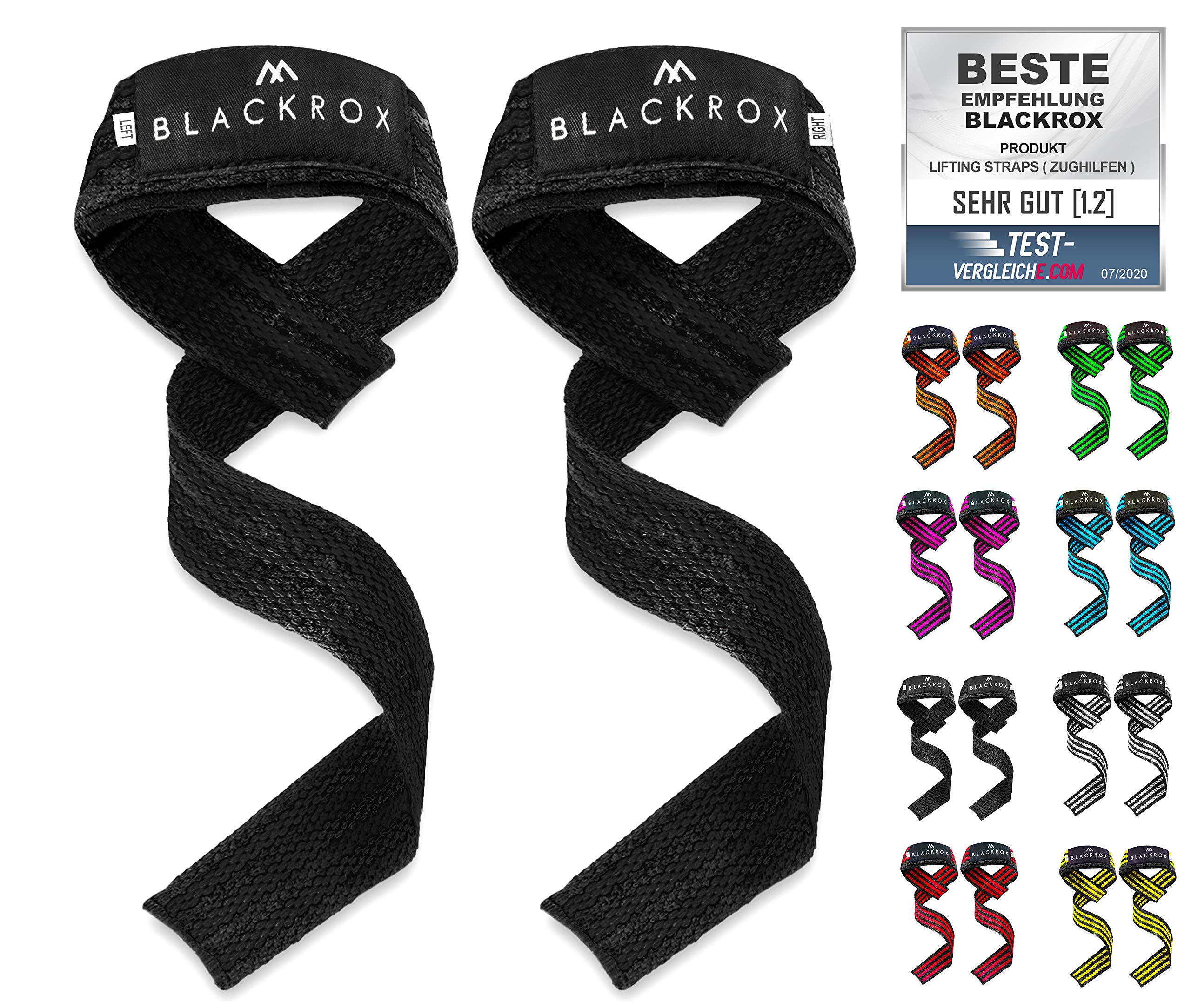 BLACKROX Lifting Straps Bodybuilding Lifting Straps Women and Men, Padded, Deadlifts, Strength Training, Weightlifting, Fitness, Gripping Aids Lat Pulling Aid 1 Pair (Black)