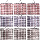 Hiceeden 9 Pack 108L Checkered Moving Storage Bags, Extra Large Travel Plaid Bag Alternative to Moving Boxes, Dorm Laundry Tote Organizer with Zipper and Handle for Clothes, Bedding, Red/Blue/Black