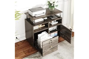 COTUBLR Lateral File Cabinet, Mobile Filing Cabinet with Locking Drawer, Rolling Printer Stand with Power Outlet for Home Off