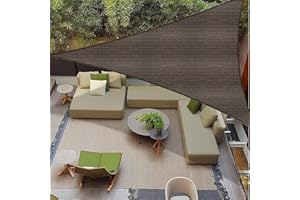 COOLBOYS 16' x 16' x 16' Sun Shade Sail Triangle Brown UV Block Outdoor Shade Canopy Sunshade for Patio Lawn Garden Carport Backyard Deck Pergola