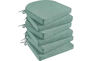 Basic Beyond Chair Cushions for Dining Chairs 6 Pack, Memory Foam Chair Cushion with Ties and Non Slip Backing, 16 x 16 inches Chair Pads for Dining Chairs(Green)