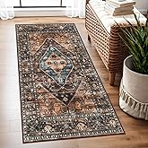 Lahome 2x4 Washable Entryway Runner Rug - Non-Slip Ultra-Thin Stain Resistant Kitchen Rugs, Oriental Print Carpet Runner for Hallway Bedroom Laundry Room