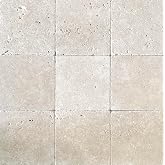 6x6 Light Travertine Tumbled Antiqued Tile Natural Stone (4 Piece Pack)