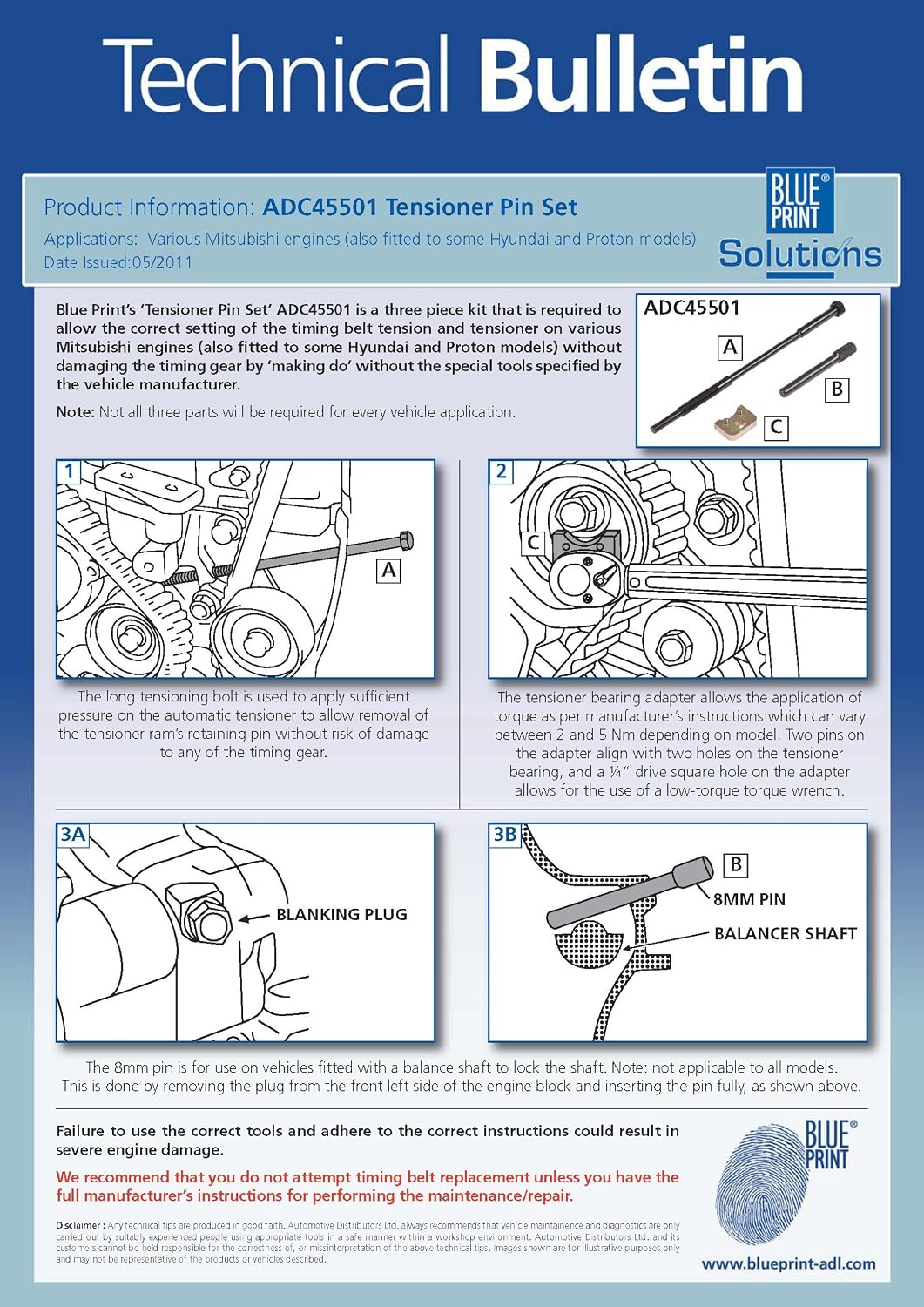 Blue Print ADC45501 Tensioner Pin Set - Image 5