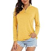 MAGCOMSEN Women's Long Sleeve Shirts 1/4 Zip Pullover UPF 50+ Quick Dry Workout Tops Running Athletic Hiking Shirts