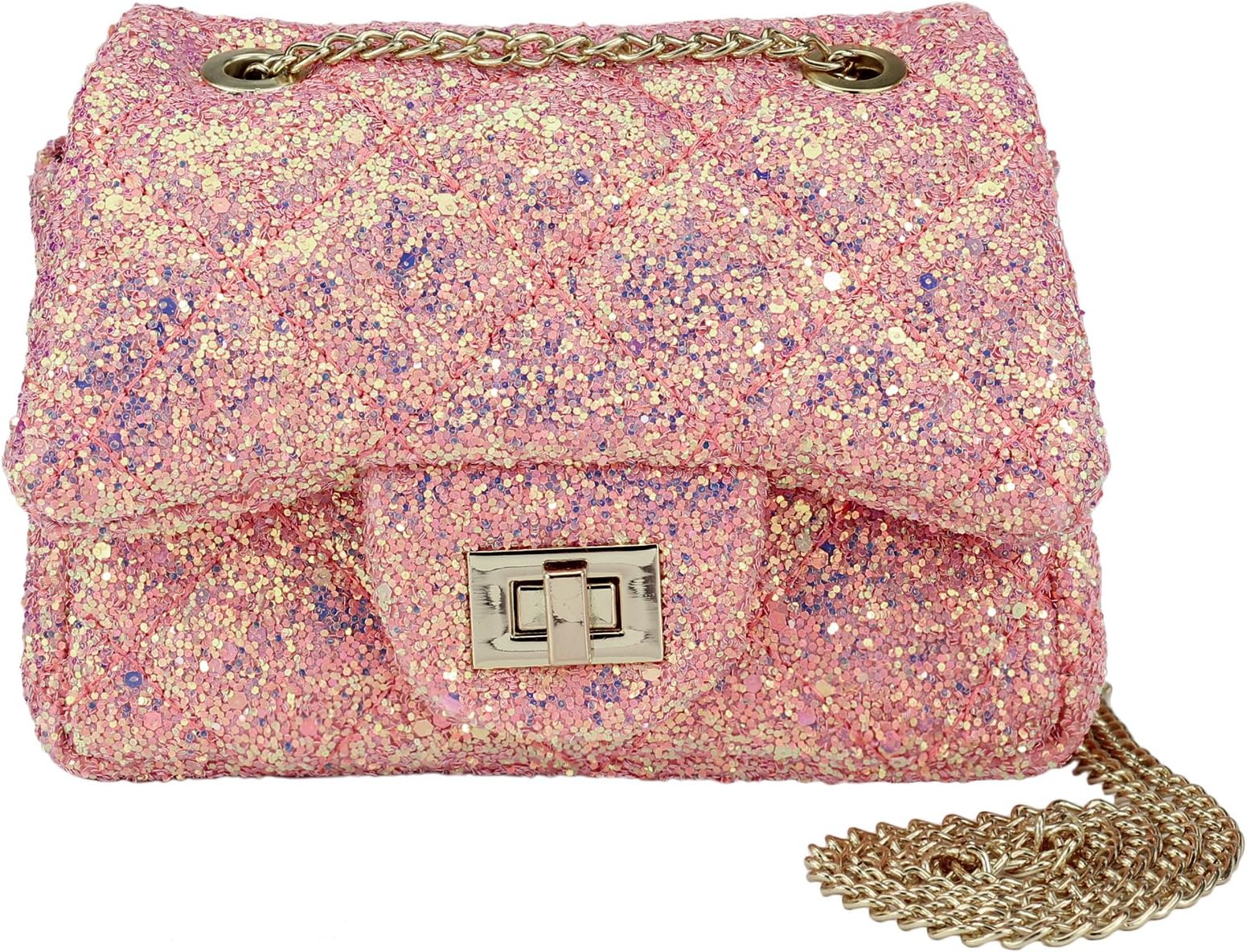 CMK Trendy Kids Sparkly Glitter Toddler Kids Purse for Girls Quilted Little Girl Purses