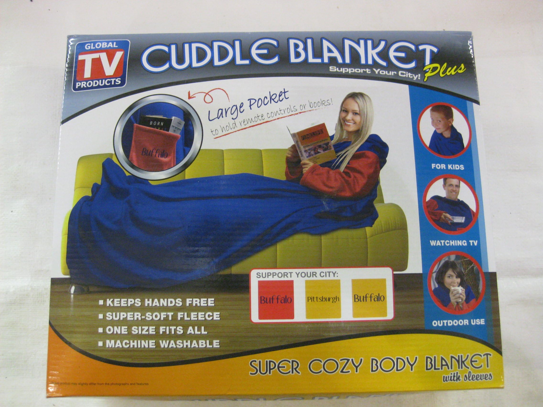 Buffalo Cuddle Blanket Plus Support Your City! Super Cozy Body Blanket With Sleeves In Sabres Blue & Gold