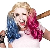 Narwhal Novelties Harley Quinn Wig for Women - Harley Quinn Costume Wig - Harley Quinn Hair Costume Adult - Clown Cosplay Wigs for Women Pink and Blue Wig - Halloween Costume Dressup Apparel