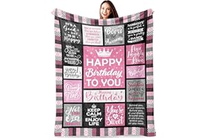 Atokker Birthday Gifts for Women, Happy Birthday Decorations Blanket, Gifts for Women Birthday Unique, Best Friend Friendship Gifts for Bestie BFF Throw Blanket 50"x60"