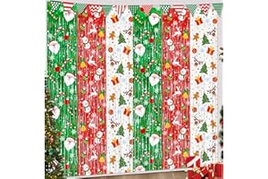 HIPYGYM Christmas Party Decorations Foil Fringe Curtains 2 Pack 3.3 x 6.6 FT Red Green White Tinsel Fringe Christmas Party Photo Backdrop Streamer Backdrop for Door Wall Xmas Decor Ugly Sweater Party Holiday