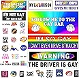 38 PCS The Original Funny Gay LGBT Prank Bumper Stickers [Updated] Extra Large for Cars, Trucks and Luggage I Am So Gay I Can't Even Drive Straight Sticker Variety Pack