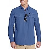 MAGCOMSEN Men's Sun Protection Fishing Shirts Long Sleeve UPF 50+ Quick Dry Cooling Button Down Shirt for Hiking Safari