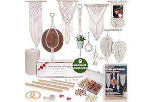 MIGO Creates DIY Macrame Kit for Beginners with 9 Macrame Projects Ebook, 115 Pcs Macrame Supplies & 220yd Cotton Yarn | Create Unique Bohemian Decor Craft Projects! Perfect DIY Crafts for Adults!
