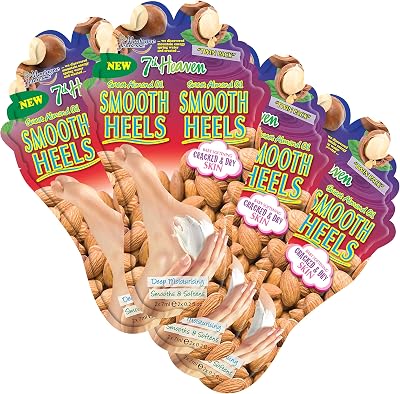 7th Heaven Smooth Heels Moisturising Foot Mask 4 Pack Shea Butter Dry Cracked