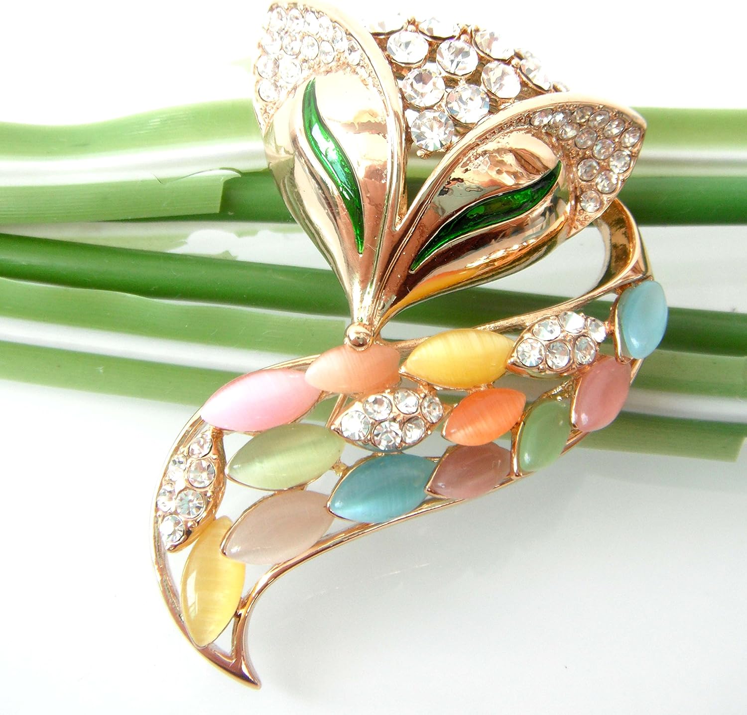 Navachi 18k Gold Plated Colorful Opal Crystal Fox Lowrie Head Tail Az7875 Brooch pins - Image 4