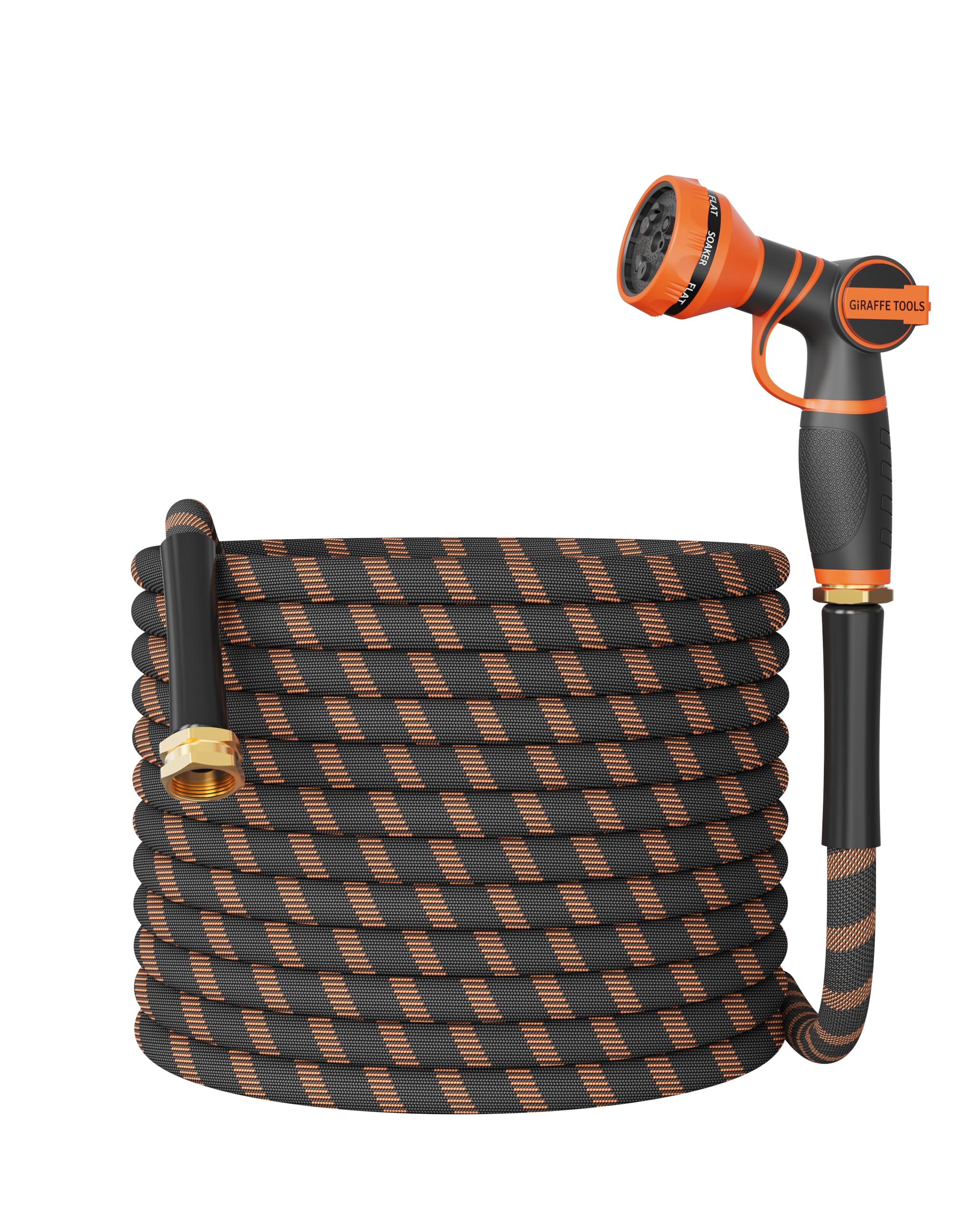 Photo 1 of Giraffe Tools Garden Hose 75FT 1/2” Non-Expandable Lightweight Flexible Water Hoses Burst 600 psi with 9 Spray Function Nozzle Heavy Duty Hose