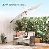 VonHaus Parasol 2.7M Garden Patio Umbrella with Tilt Hand Crank UV30+ view 2