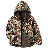 EIGIOO Kids Boys Girls Polar Fleece Jacket with Hood Toddler Outerwear Warm Autumn Winter Youth Coat 3-12Years