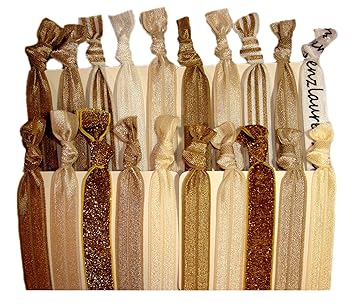 Amazon Com Hair Ties Ponytail Holders 20 Pack Gold Glitter