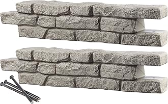 Rock Lock Interlocking Landscape Edging and Border System, Straight Section With Spikes, 4-Feet Long (Pack of 2)