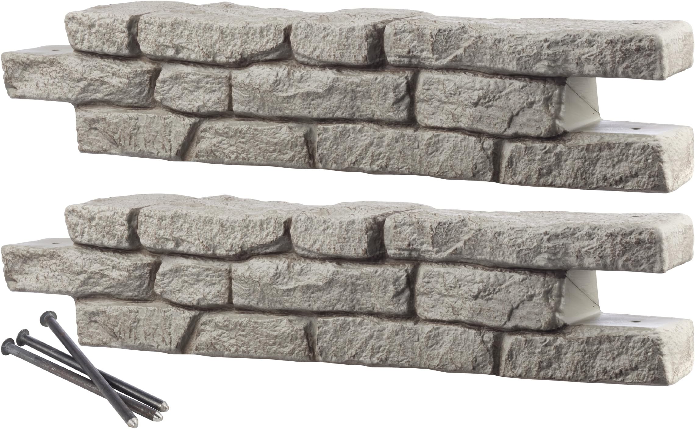 Rock Lock Interlocking Landscape Edging and Border System, Straight Section With Spikes, 4-Feet Long (Pack of 2)