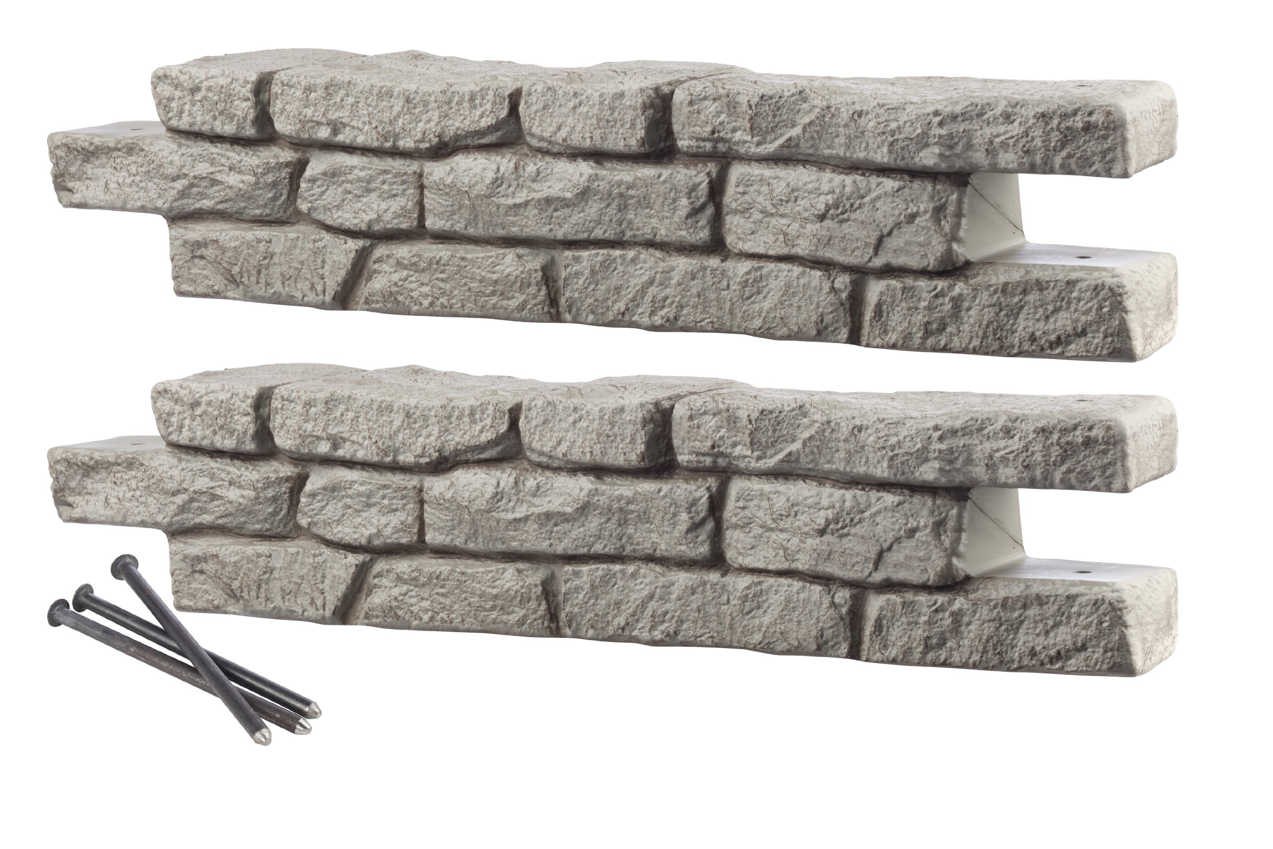 Rock Lock Interlocking Landscape Edging and Border System, Straight Section With Spikes, 4-Feet Long (Pack of 2)